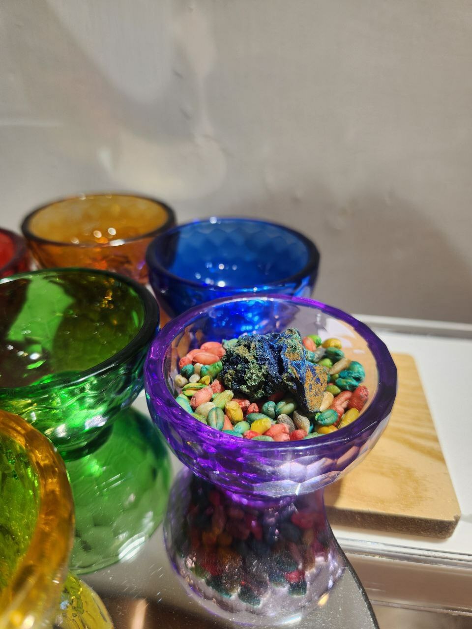 [預訂] 福 - 事業根水杯 (一年)  + 藍銅礦孔雀石共生 (一粒) + 藏式谷物 (請留言出生年月日和中文姓名) (終身)