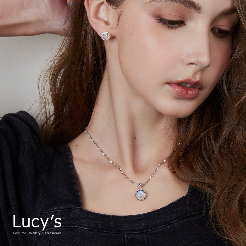 925純銀 愛心捧月 項鍊 (76841)