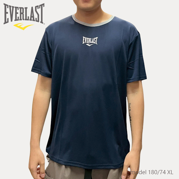 EVERLAST 短T 深藍 小LOGO 吸濕排汗 短袖 男 4221107380