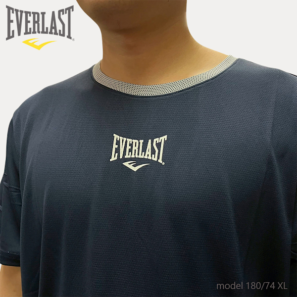 EVERLAST 短T 深藍 小LOGO 吸濕排汗 短袖 男 4221107380