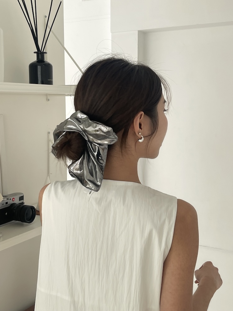 韓國金屬感方形髮圈