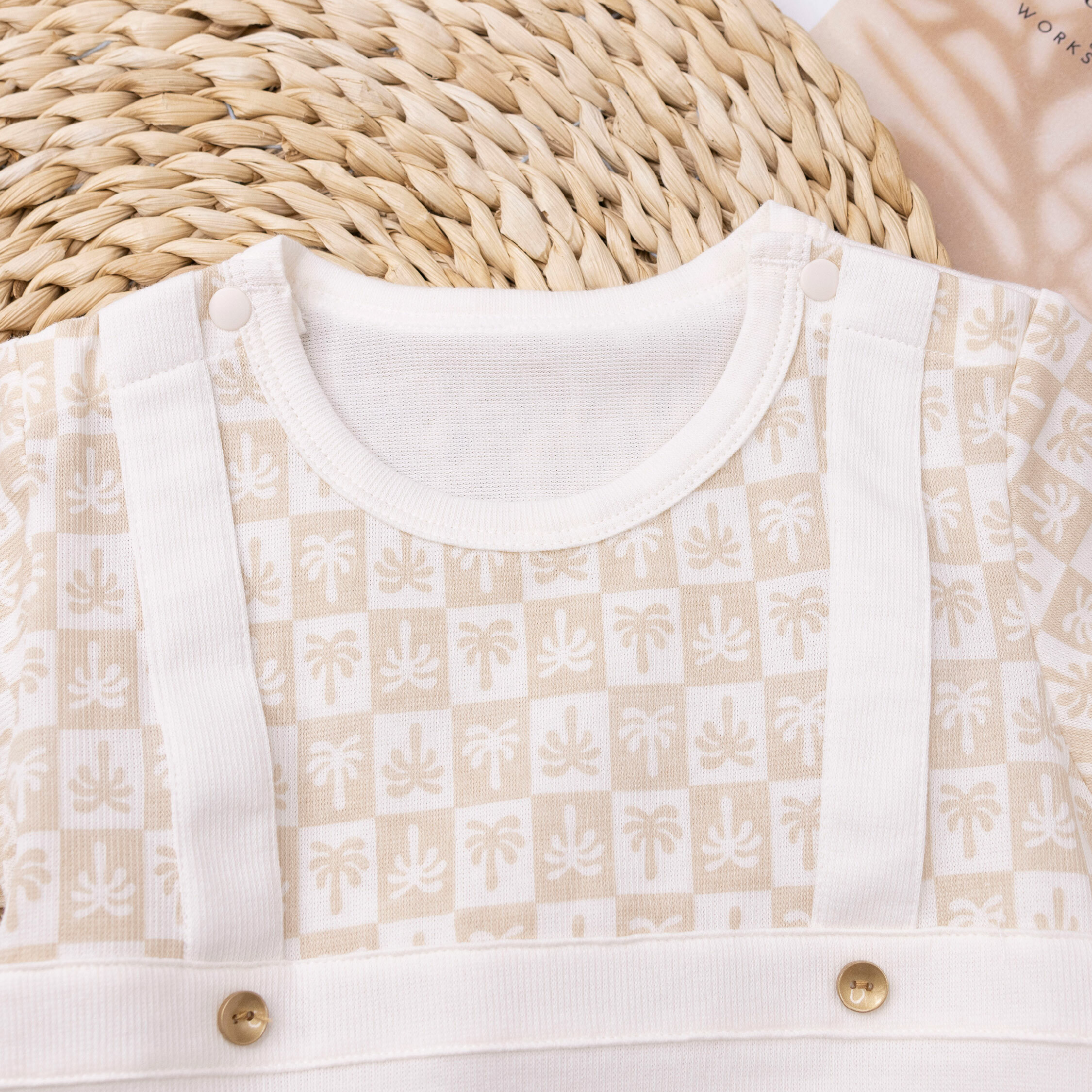 純淨系列【T0019】顛倒椰子樹質感短袖包屁衣