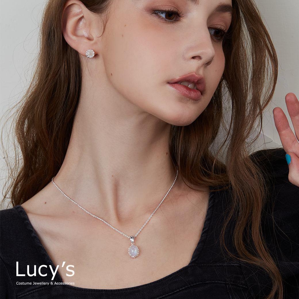 925純銀 清透月光石 項鍊 (63850)