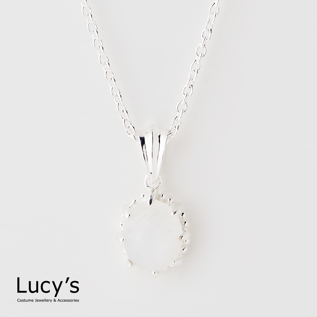 925純銀 清透月光石 項鍊 (63850)