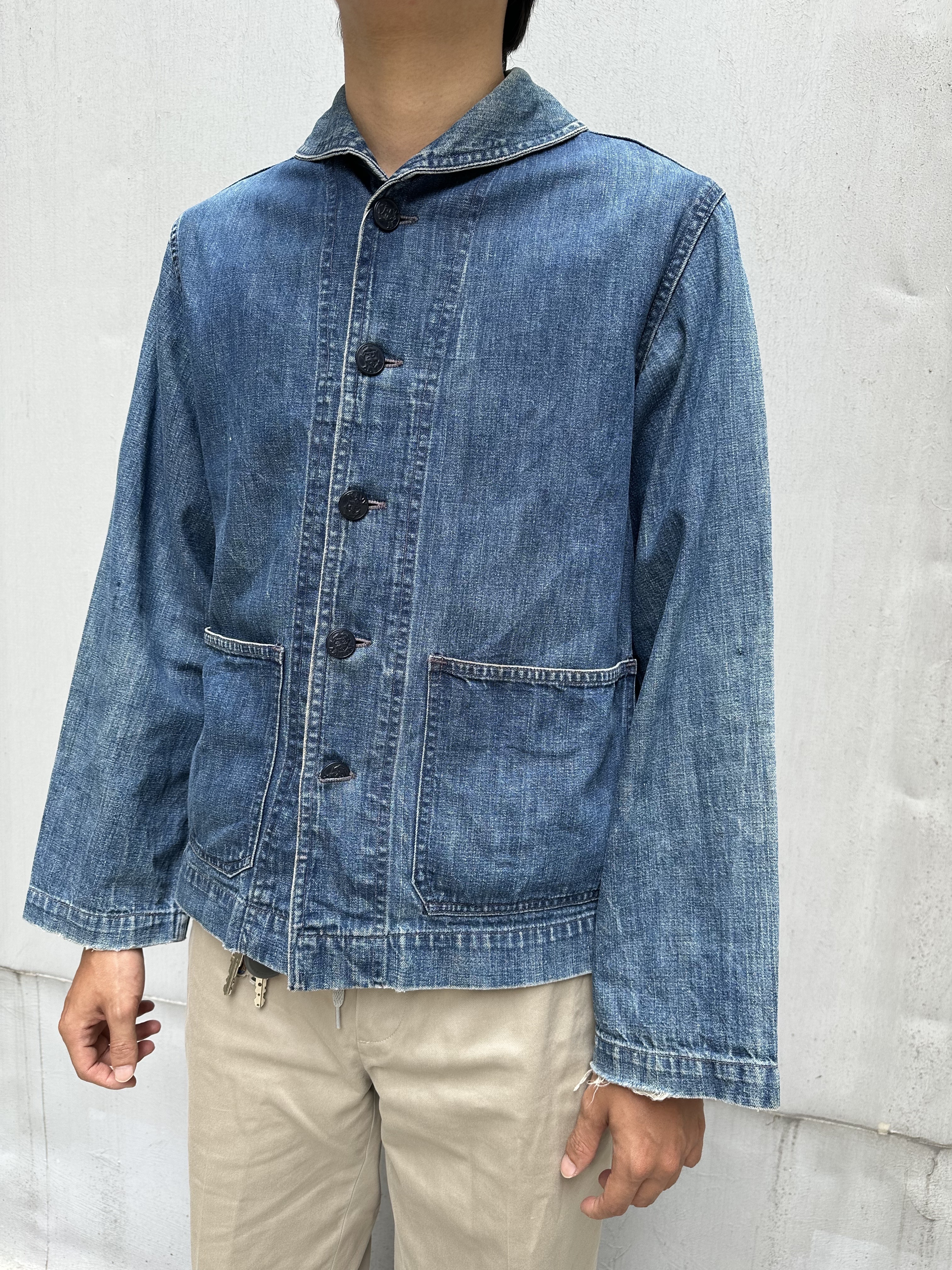 U.S.NAVY DENIM SHAWL COLLAR 40's 実物 40's U.S.NAVY Shawl Collar Denim Coverall40年代 ヘチマショール