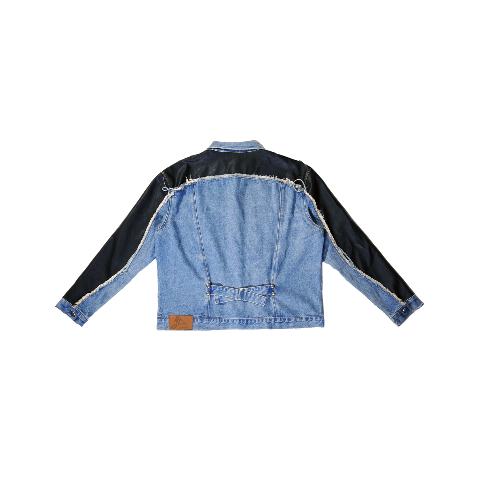 《預購》 LEATHER DENIM JACKET / 皮革拼接丹寧外套