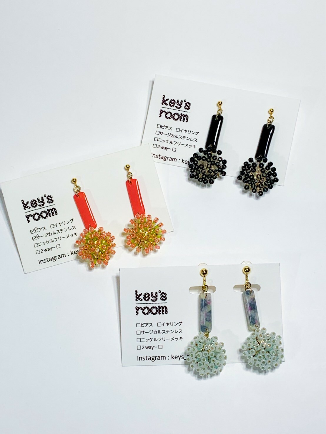 [key's room] 線香花火耳環 | 耳針 | NO.6