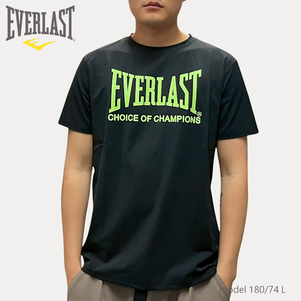 EVERLAST 短T 黑 螢光綠LOGO 吸濕排汗 圓領 短袖 男 4221108420