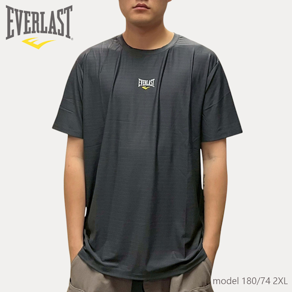 EVERLAST 短T 深灰 小LOGO 透氣 吸濕排汗 短袖 男 4221108510
