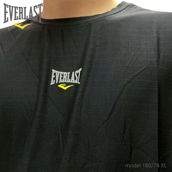 EVERLAST 短T 黑色 小LOGO 透氣 吸濕排汗 短袖 男 4221108520
