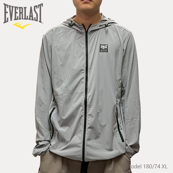 EVERLAST 外套 淺灰 防曬 涼感 連帽 風衣外套 男 4221116012