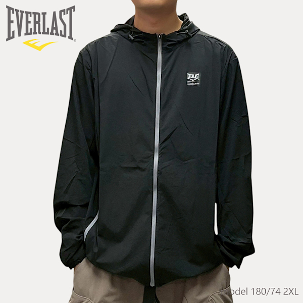 EVERLAST 外套 黑 防曬 涼感 連帽 風衣外套 男 4221116020