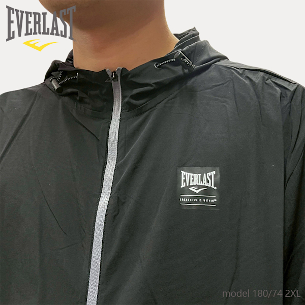 EVERLAST 外套 黑 防曬 涼感 連帽 風衣外套 男 4221116020