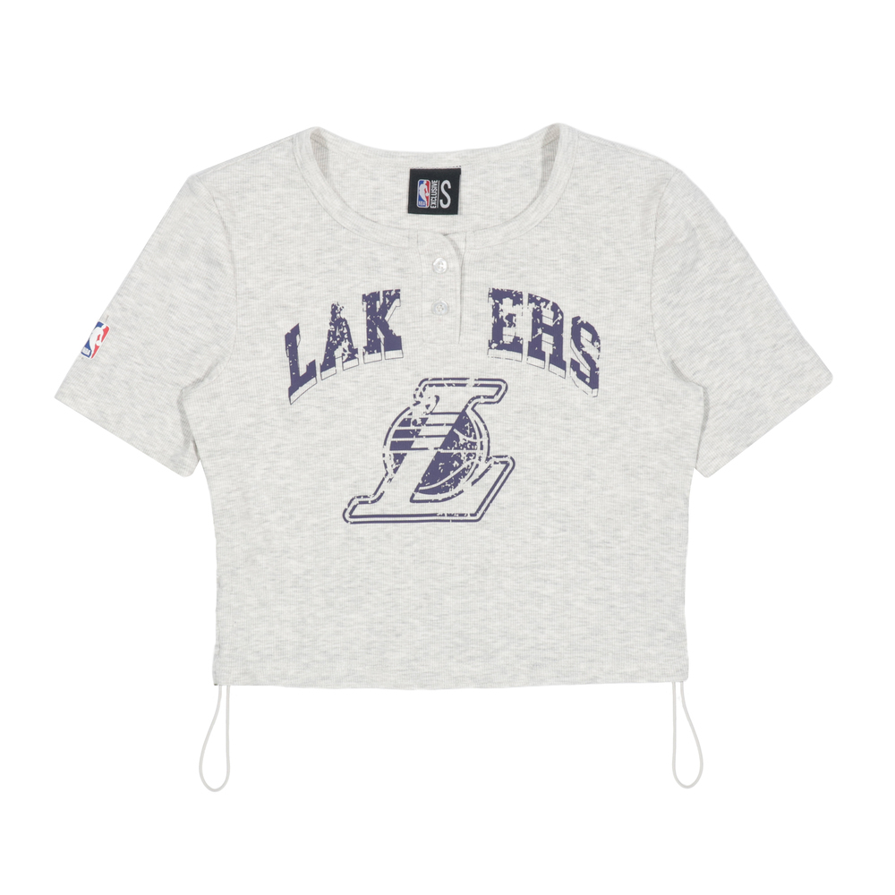 【NBA】女款短版印花上衣_LAL-淺灰