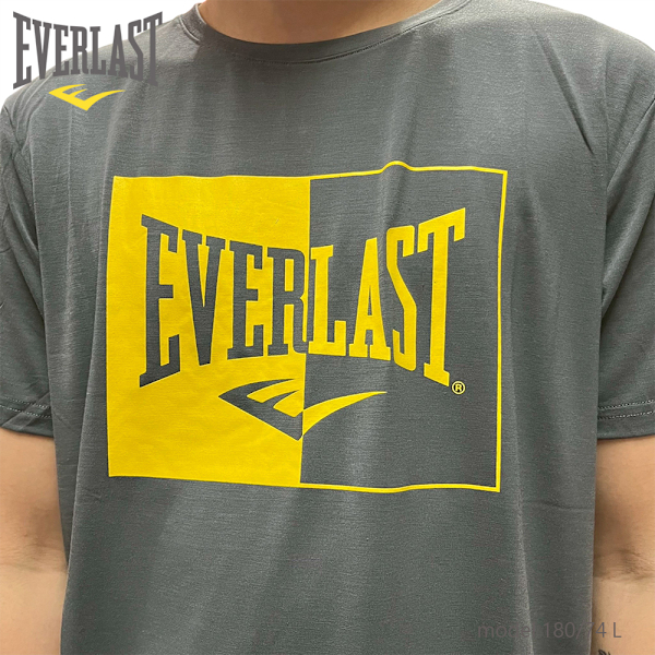 EVERLAST 短T 灰黃 方塊LOGO 運動 短袖 男 4221807010