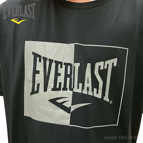 EVERLAST 短T 黑灰 方塊LOGO 運動 短袖 男 4221807020