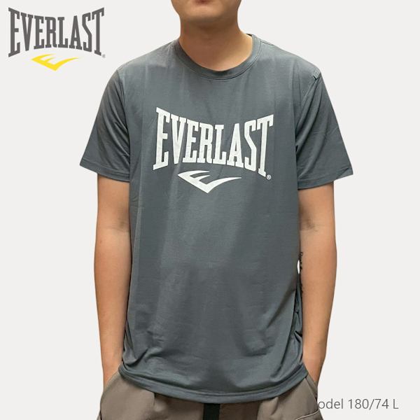 EVERLAST 短T 灰 大LOGO 基本款 運動 短袖 男 4221807110