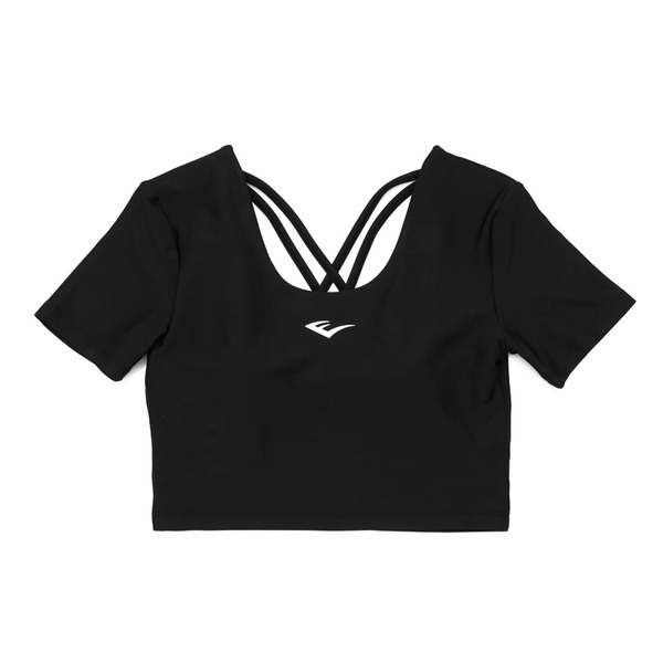 EVERLAST 運動背心 黑 內衣 短版 韻律短袖 女 4222146120