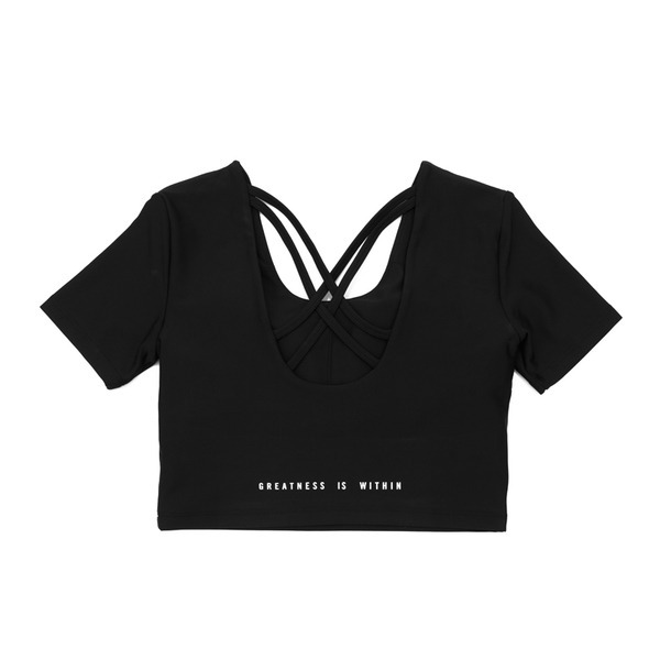 EVERLAST 運動背心 黑 內衣 短版 韻律短袖 女 4222146120