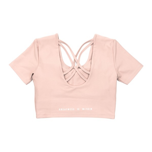 EVERLAST 運動背心 粉 內衣 短版 韻律短袖 女 4222146141