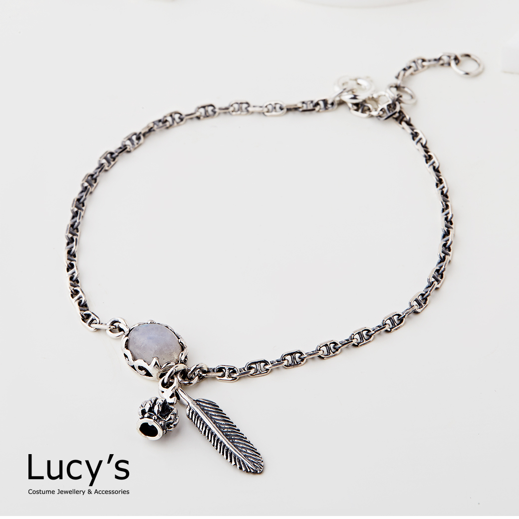 925純銀 月羽榮耀 硫化手鍊 (120766)