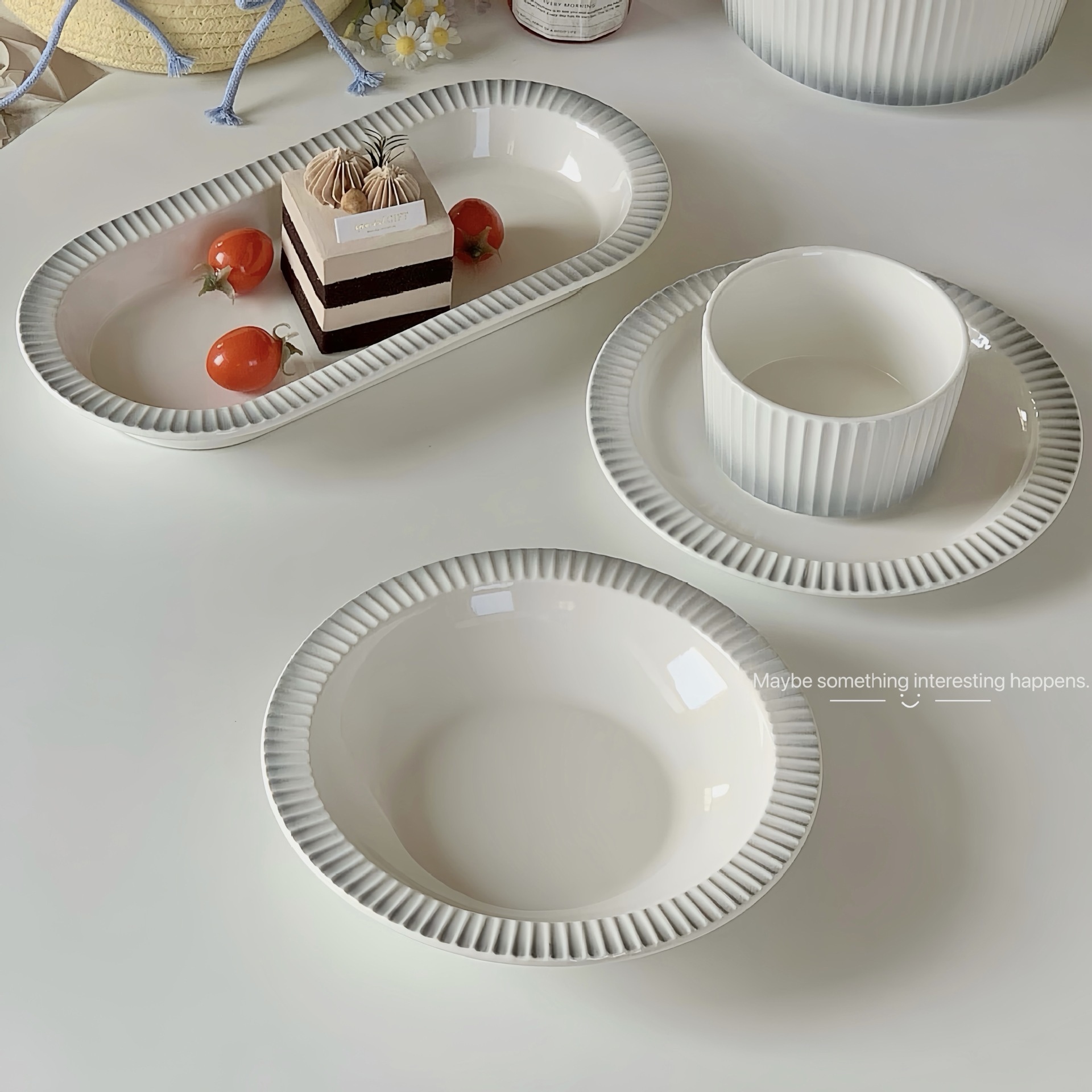 《5885》Ins輕奢漸變丹迪灰陶瓷餐碗