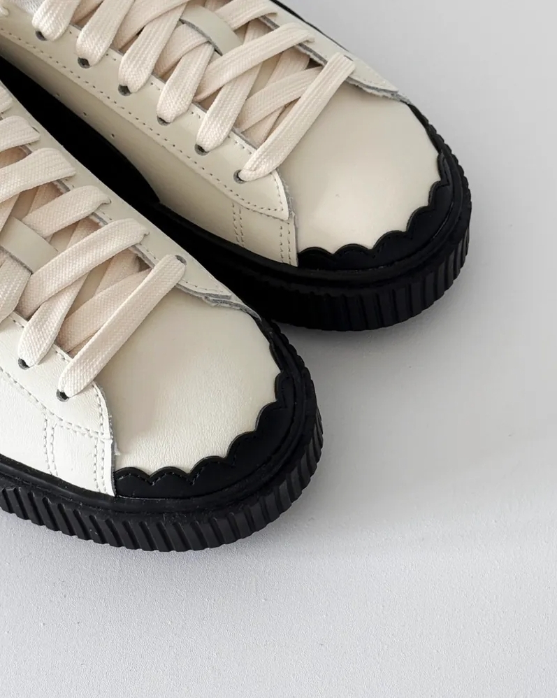 Puma Platform 板鞋 花邊 黑底 oreo奶白 397250-01