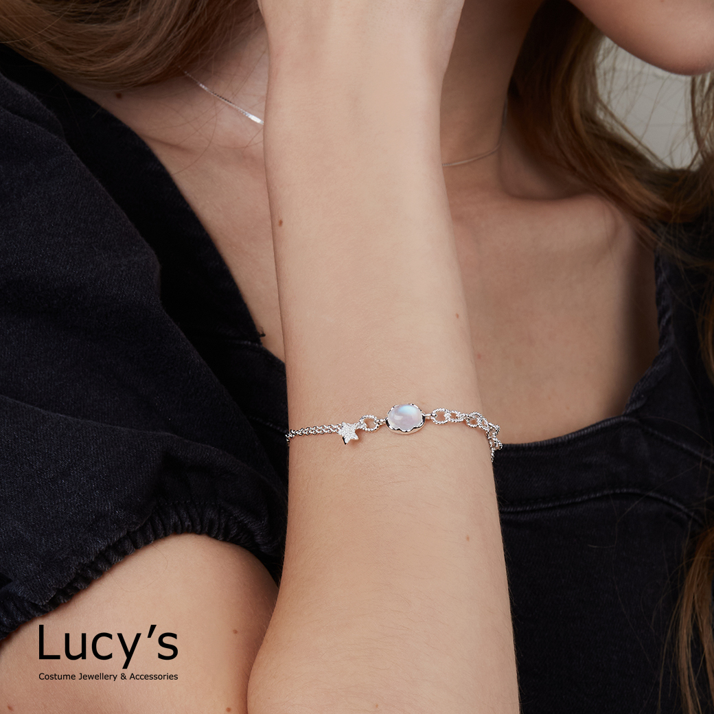 925純銀 銀星守月 手鍊 (124949)