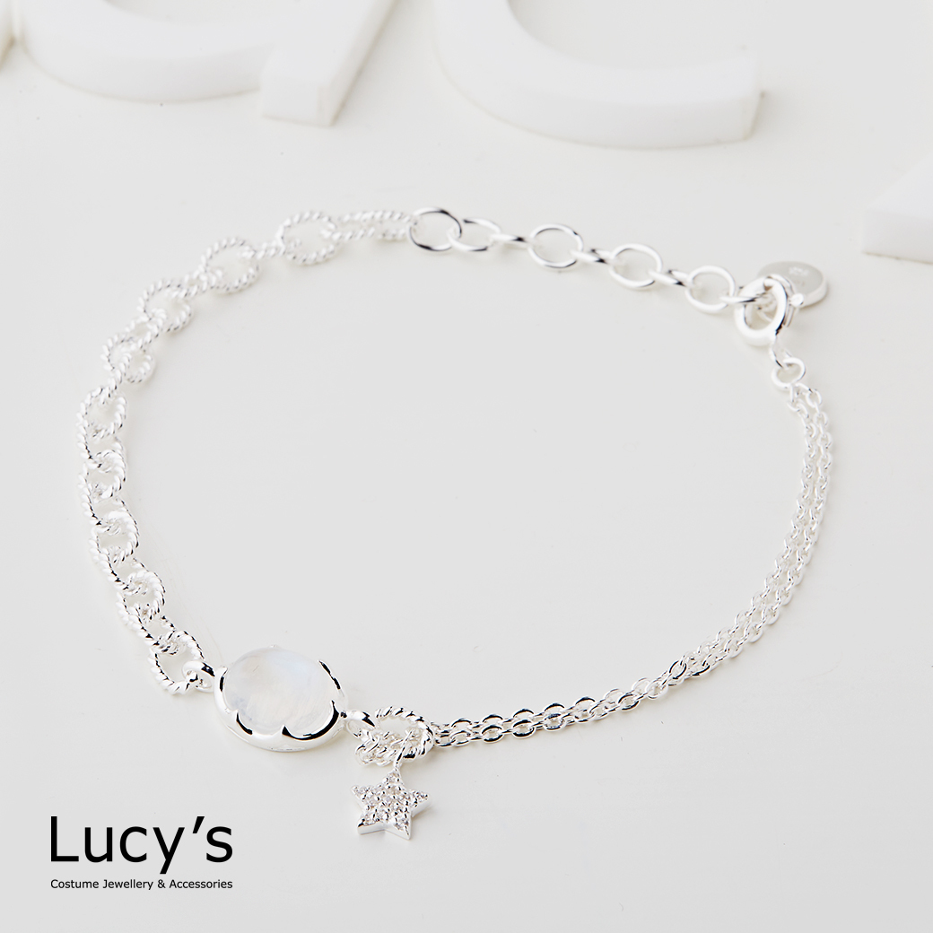 925純銀 銀星守月 手鍊 (124949)