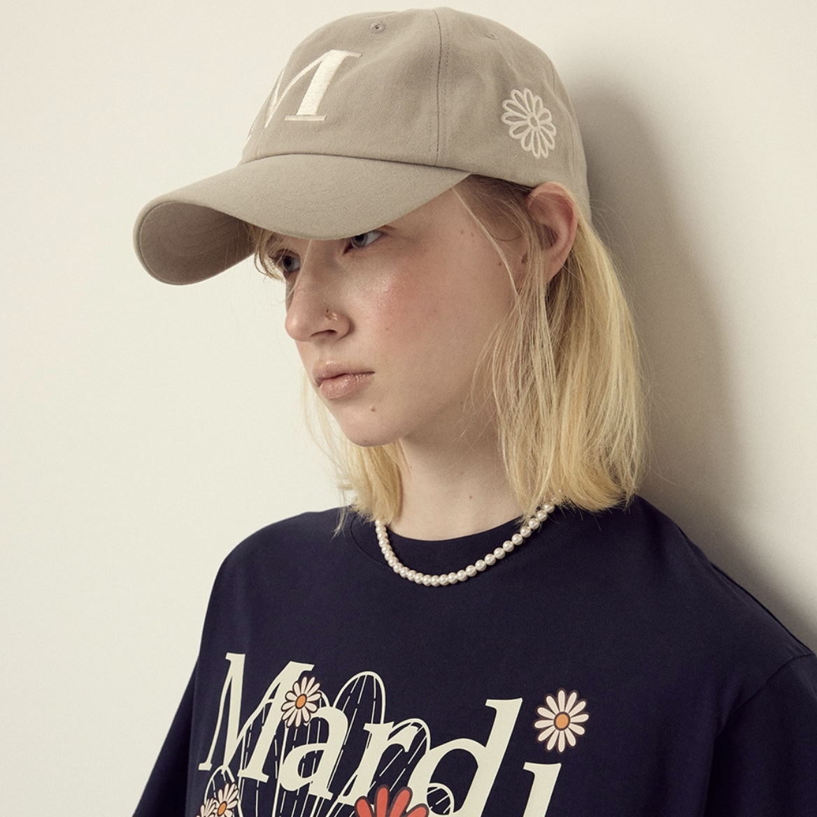 MARDI MERCREDI CAP 字母刺繡 老帽 帽子 小花 花朵 雛菊 韓國代購