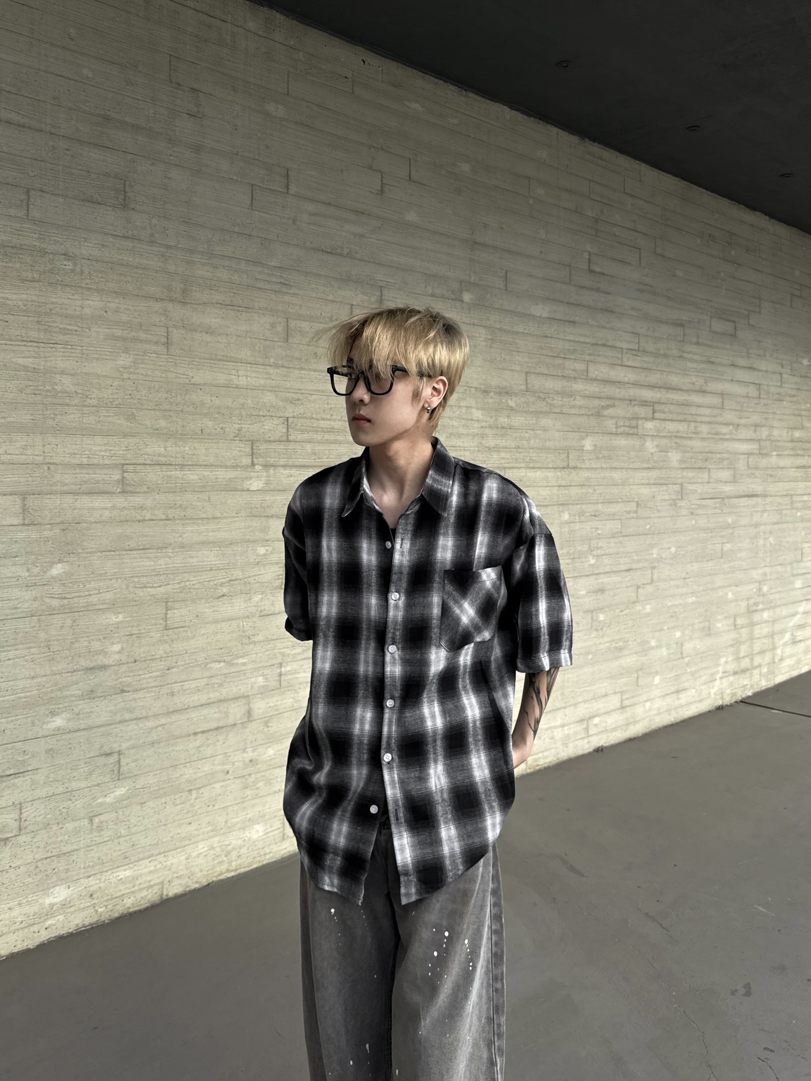 (部分現貨) 韓系質感格紋衫