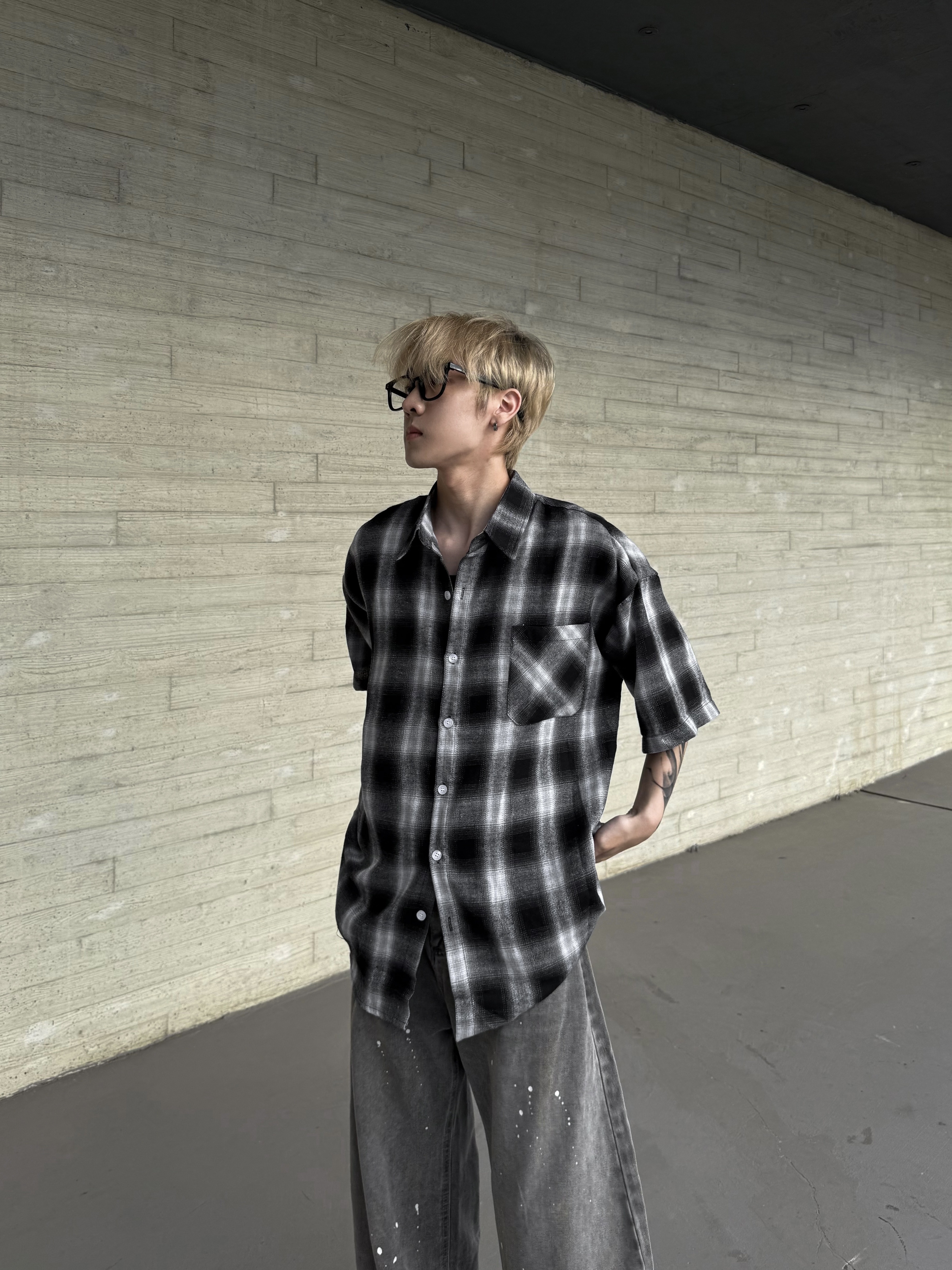 (部分現貨) 韓系質感格紋衫