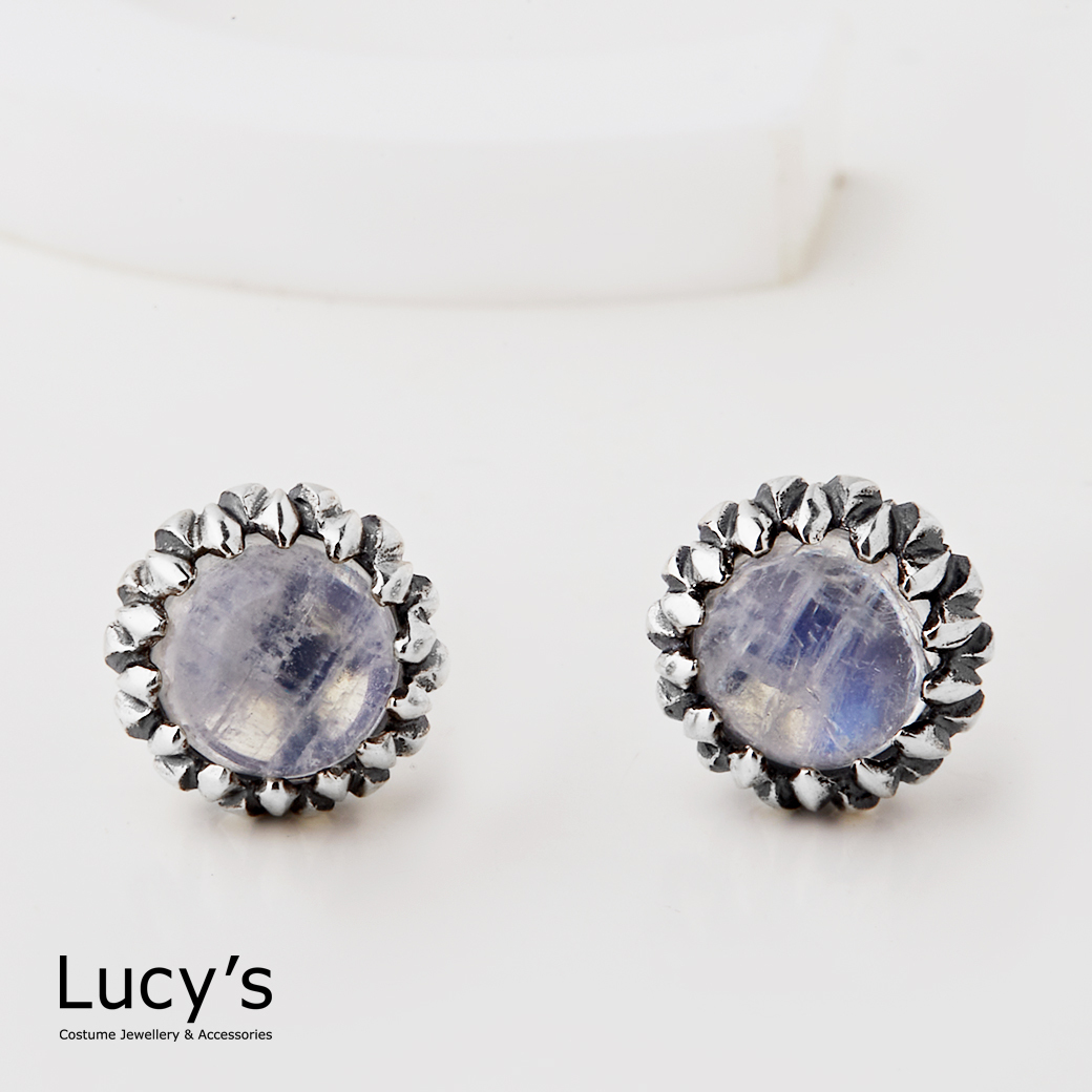 925純銀 靜藍時光 硫化耳環 (113858)