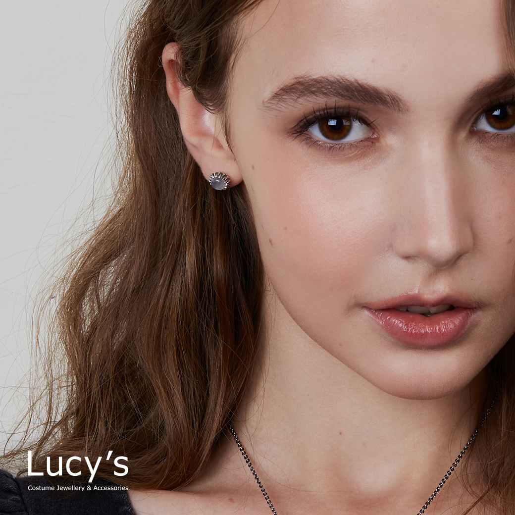 925純銀 靜藍時光 硫化耳環 (113858)