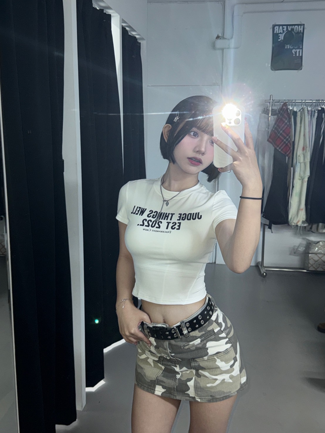 (GOAL) 美式 迷彩 牛仔 短裙 A字裙 褲裙  1087