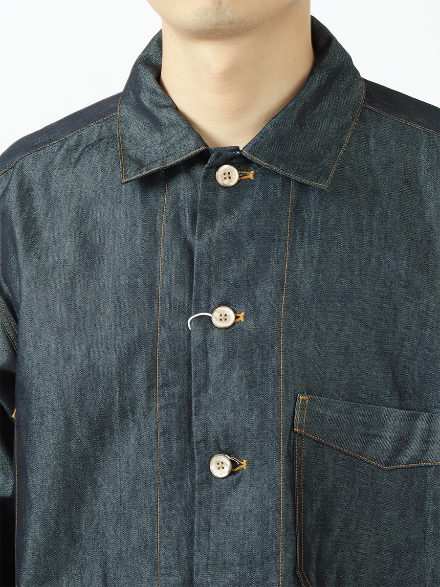 Benine 6oz Silk Denim Work Jacket Indigo