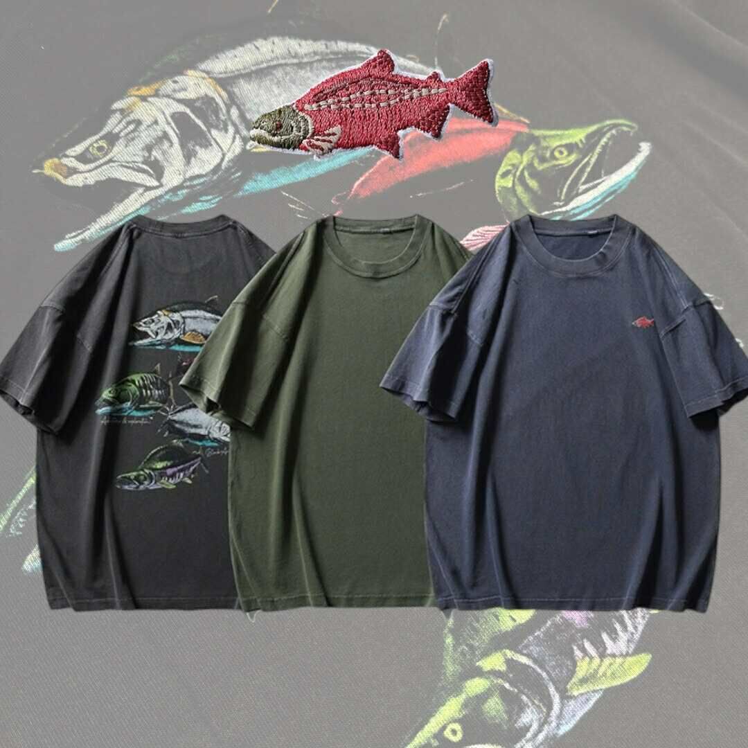 BSCP MG77677 魚圖鑑 純棉重磅短tee 300g 寬版 直噴印花