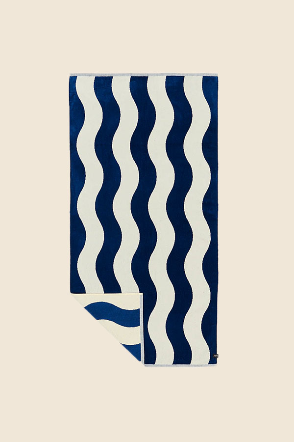 SLOWTIDE - SLOWTIDE藍色波紋浴巾