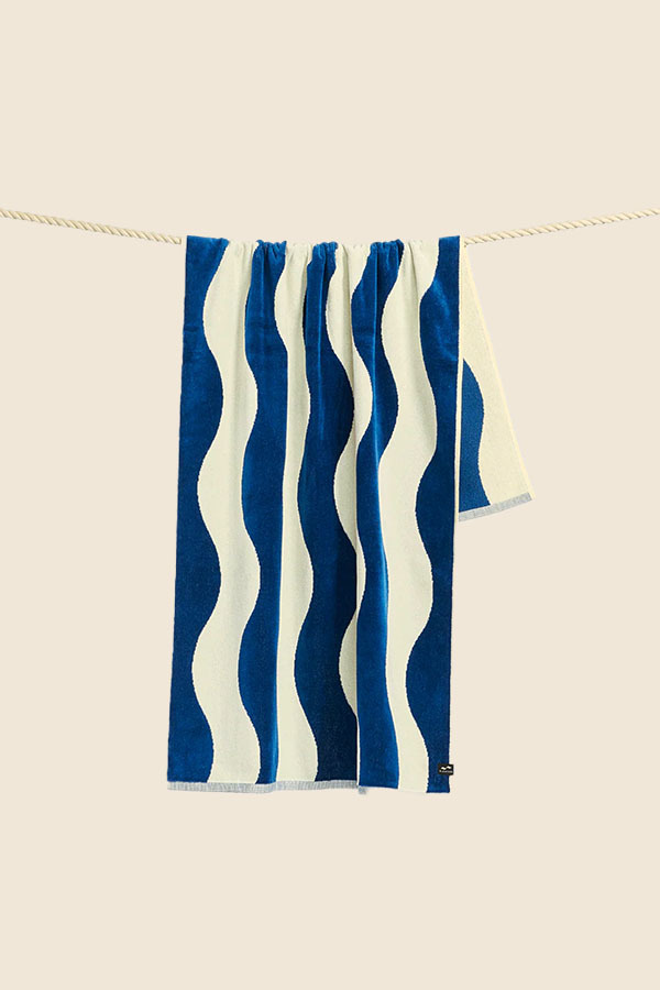 SLOWTIDE - SLOWTIDE藍色波紋浴巾