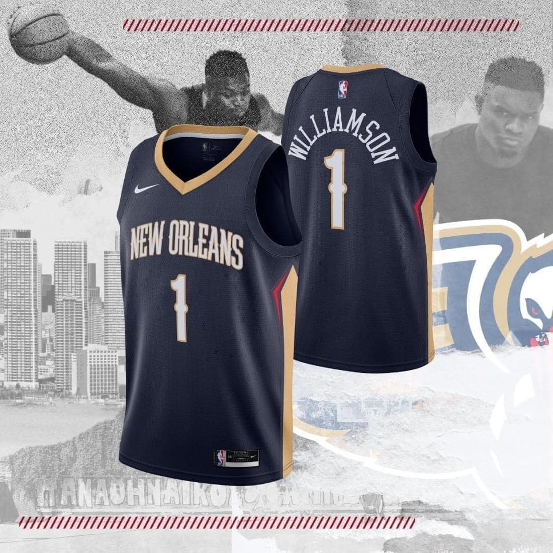 Nike NBA 紐奧良鵜鶘 Zion Williamson #1背心 NBA球衣
