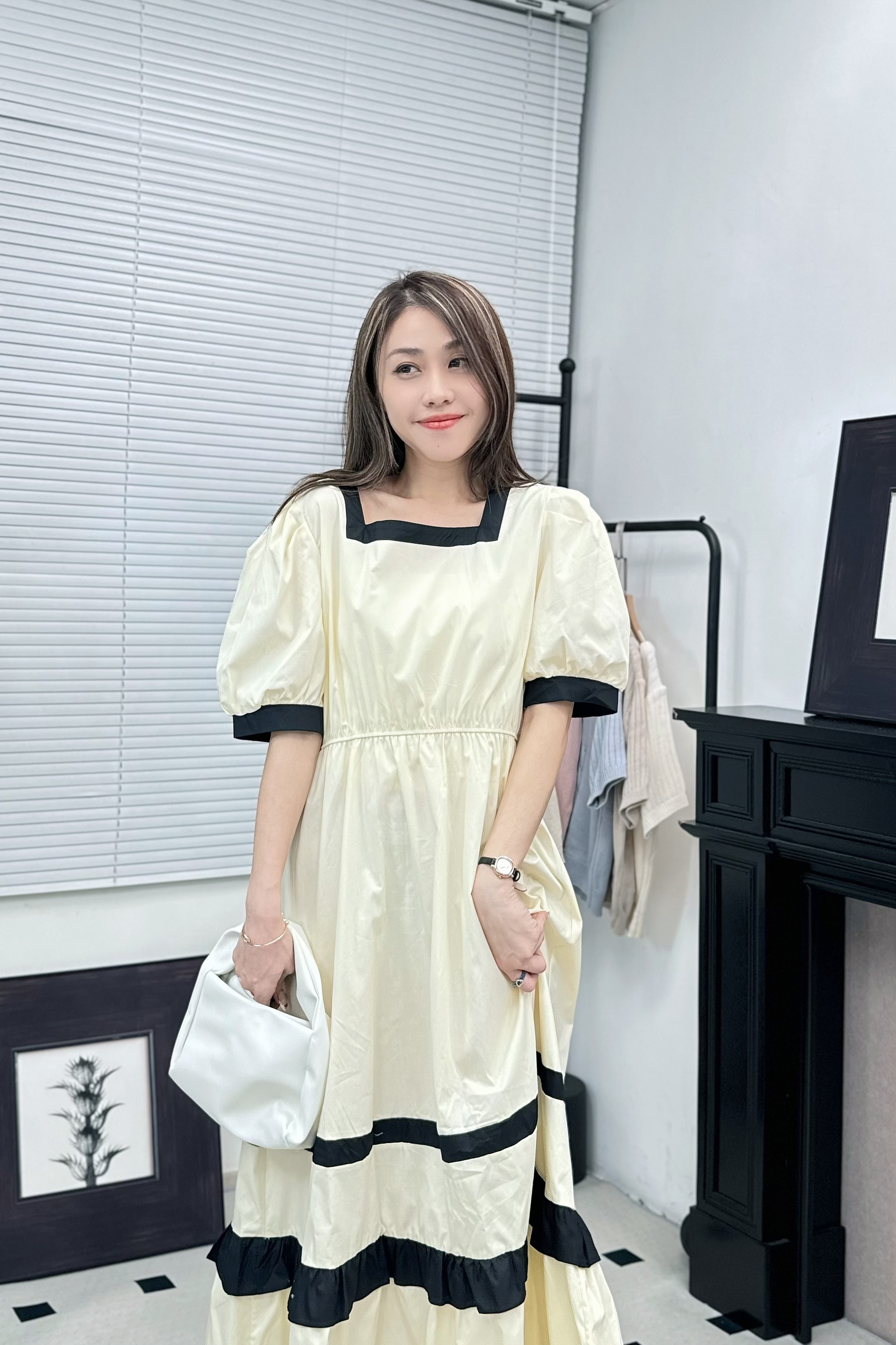 OP#7183🤍法式油畫框影連身裙