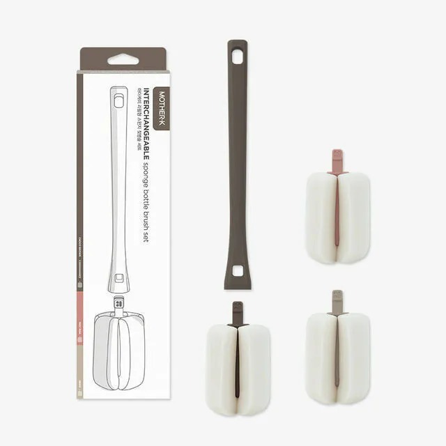 Mother-K - 可替換式海綿奶瓶刷(附2個替換頭)