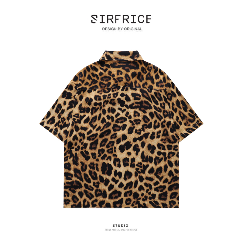 豹紋短袖襯衫