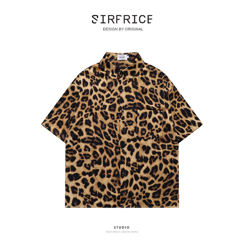 豹紋短袖襯衫