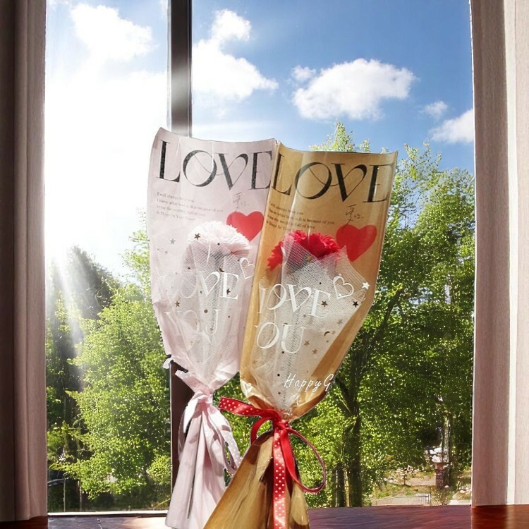 單支康乃馨網紗花束,母親節康乃馨花束,Single carnation mesh bouquet, Mother's Day carnation bouquet