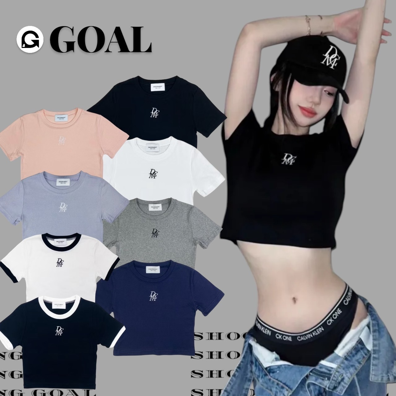 (Goal) DCM 女生 刺繡 短版上衣 T016