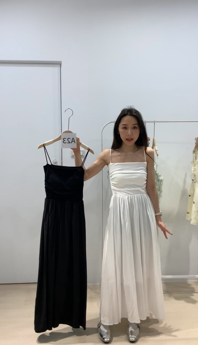 自帶胸墊的細肩Bra背心長洋_A0318