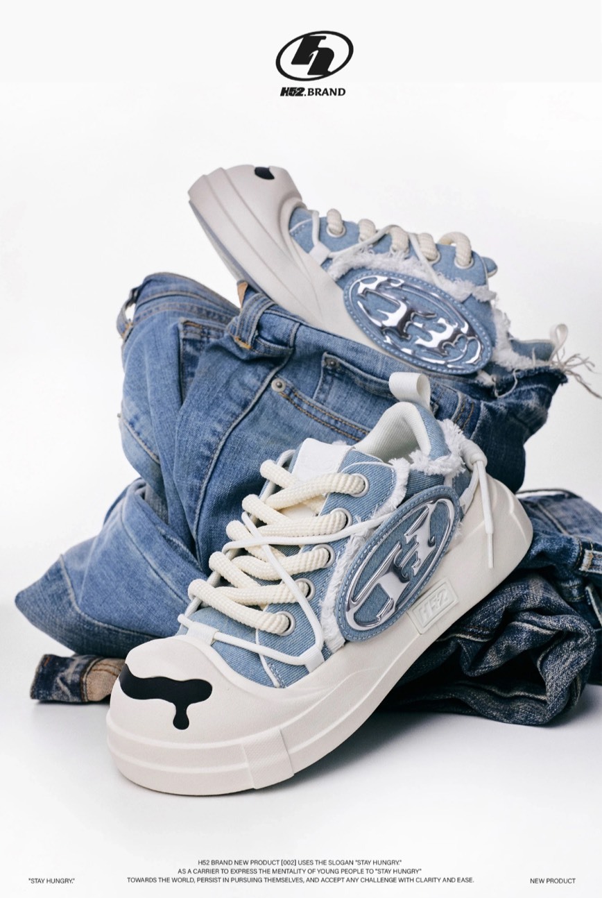 H52 二代 開口笑 圈圈鞋 溶解鞋 大頭鞋 牛仔藍 解構 罐頭鞋盒 H5200224050612