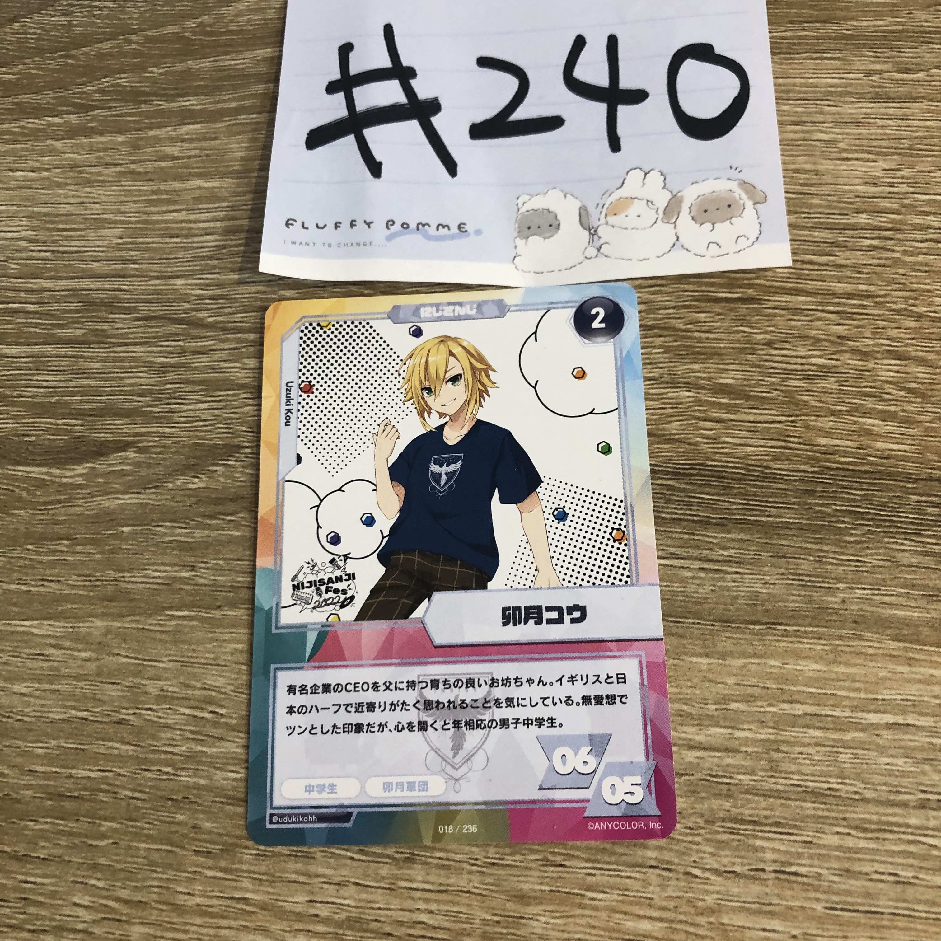 彩虹社 卯月 小卡 #240