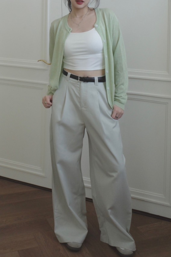 <女裝現貨💗> A024 高腰西裝壓折寬褲(附腰帶) 兩色